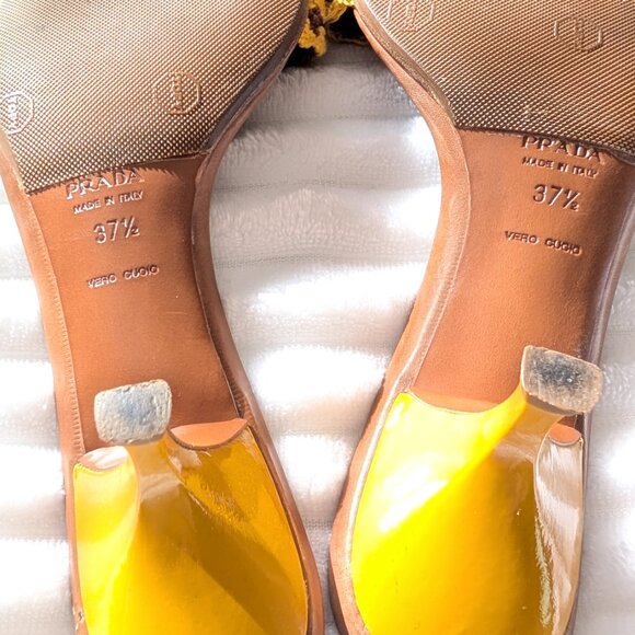 Prada Sandals Brown / Yellow Size 37 - Picture 5 of 7